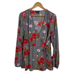 City Chic Women’s Floral Long Sleeve Wrap Top Size 14